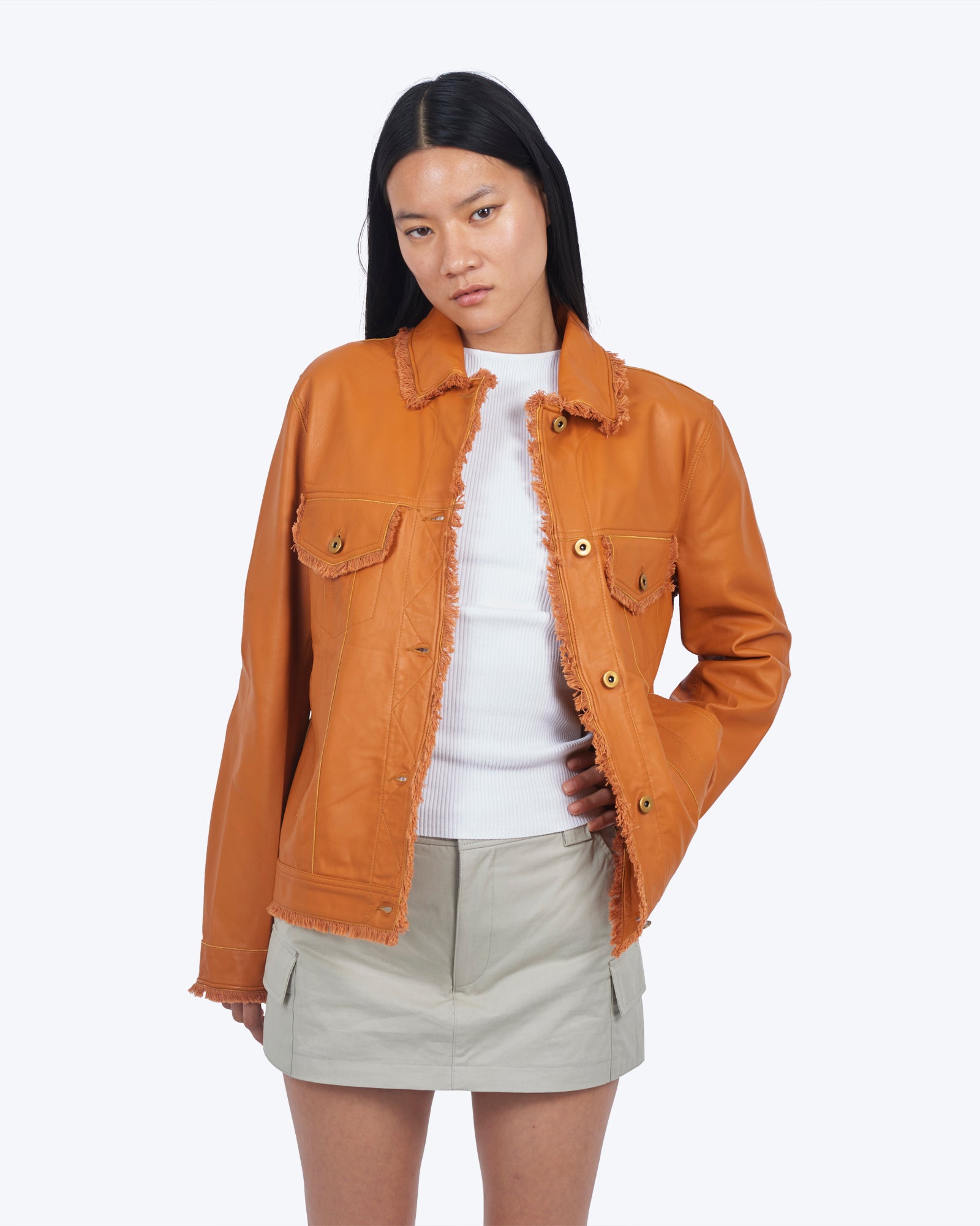 Burnt orange clearance biker jacket