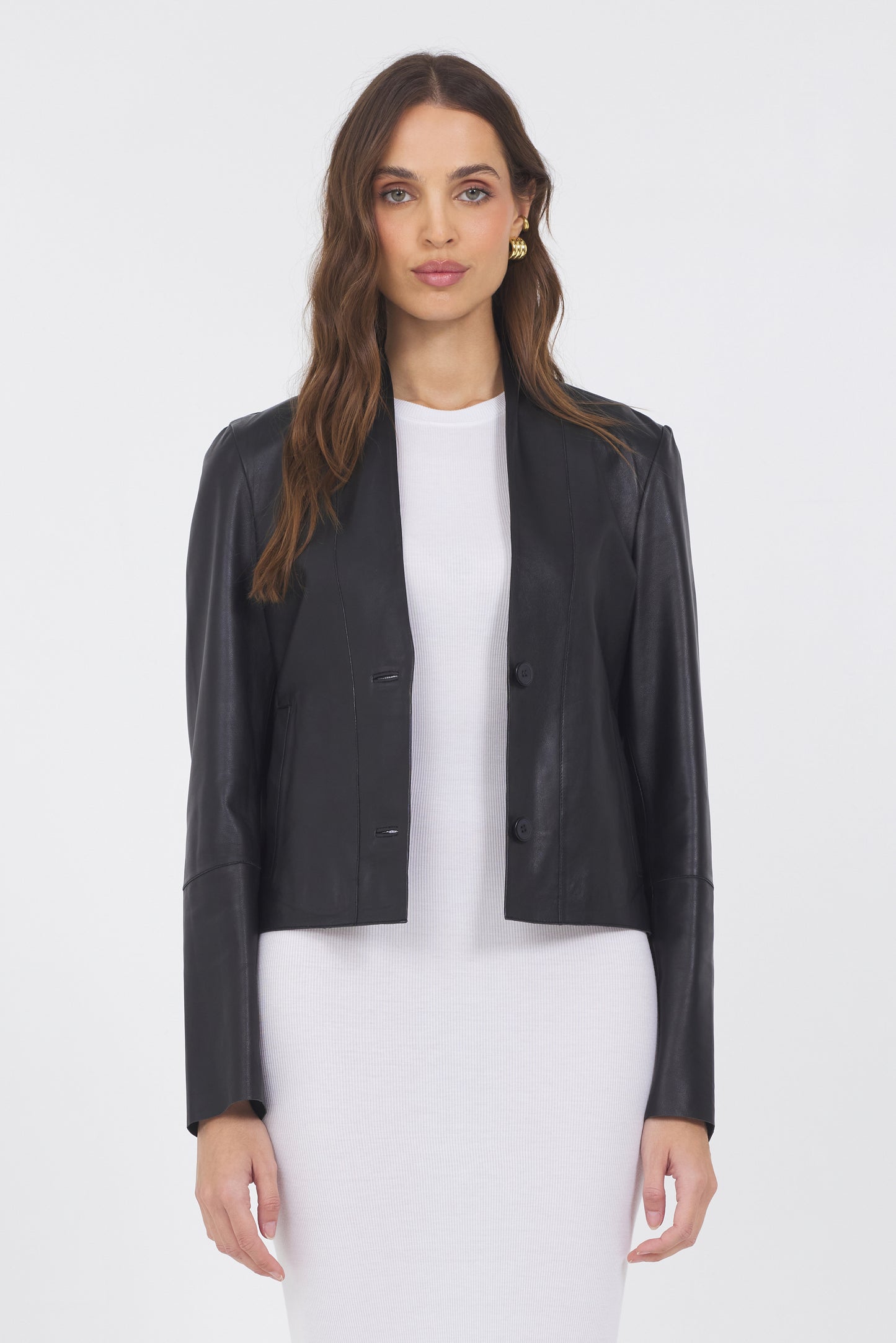 Tessa Washed Leather Jacket Black