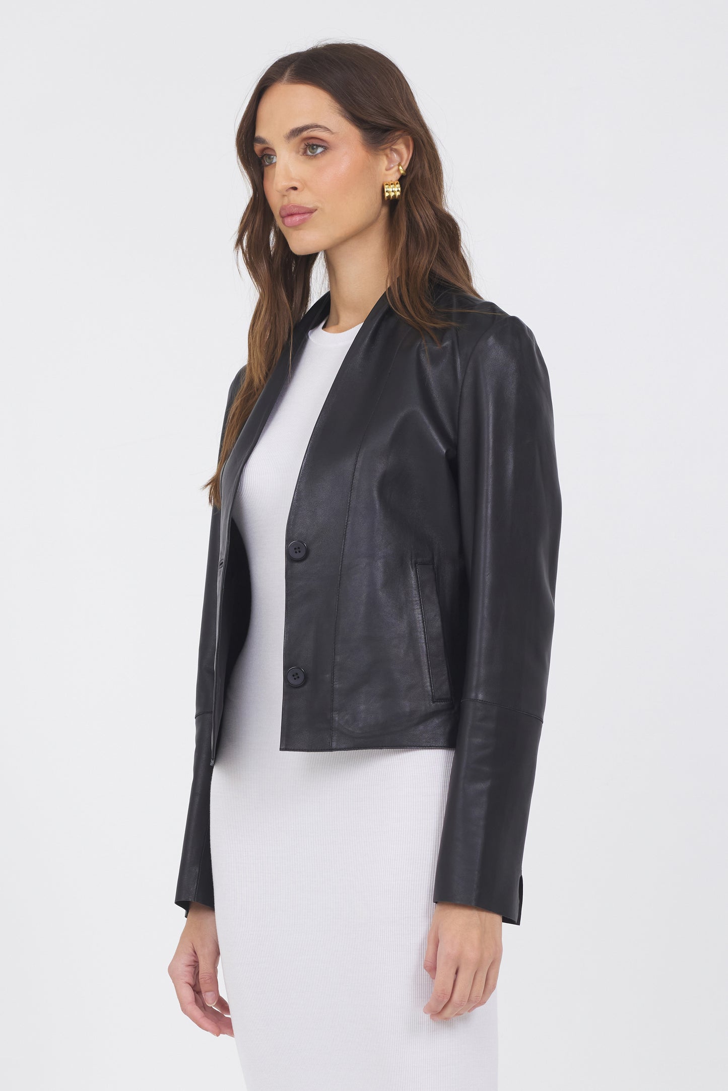 Tessa Washed Leather Jacket Black