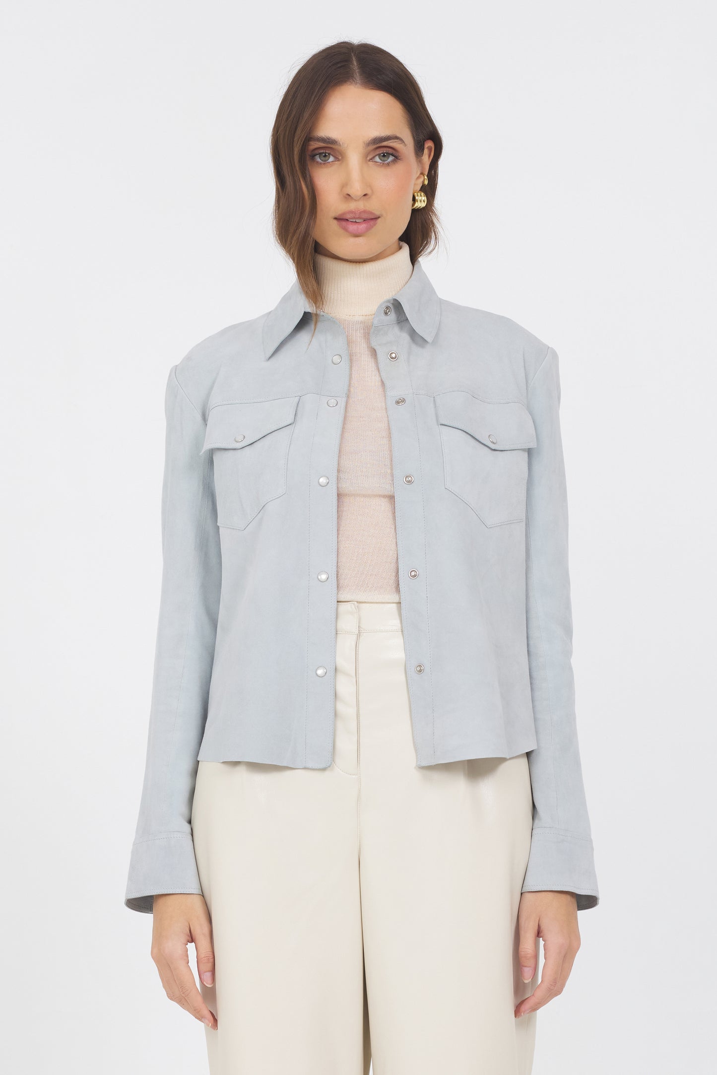 Rowan Washed Suede Jacket Sky