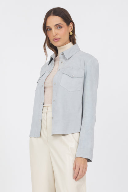 Rowan Washed Suede Jacket Sky