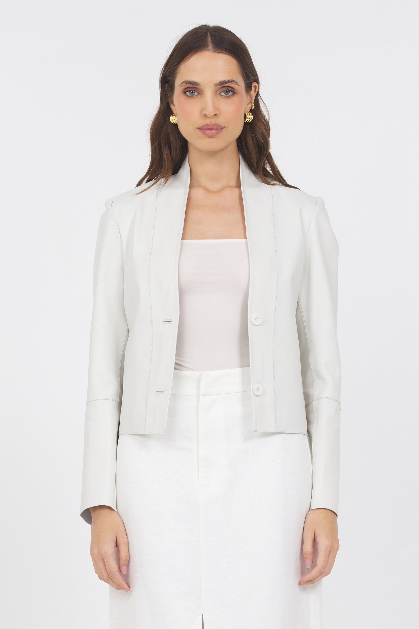 Tessa Washed Leather Jacket White