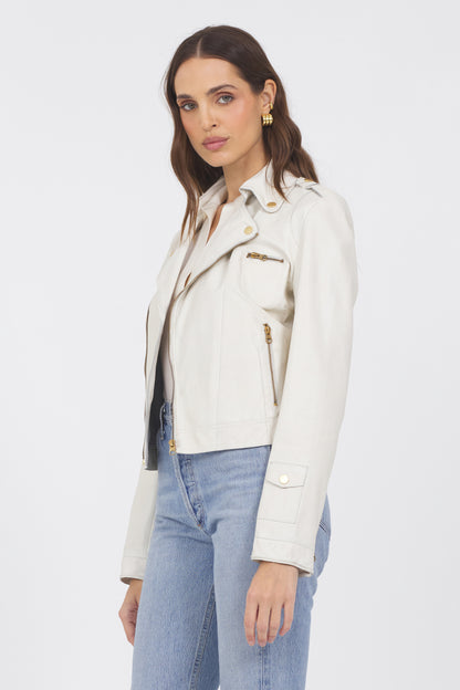 Josey Vintage Leather Jacket Coconut