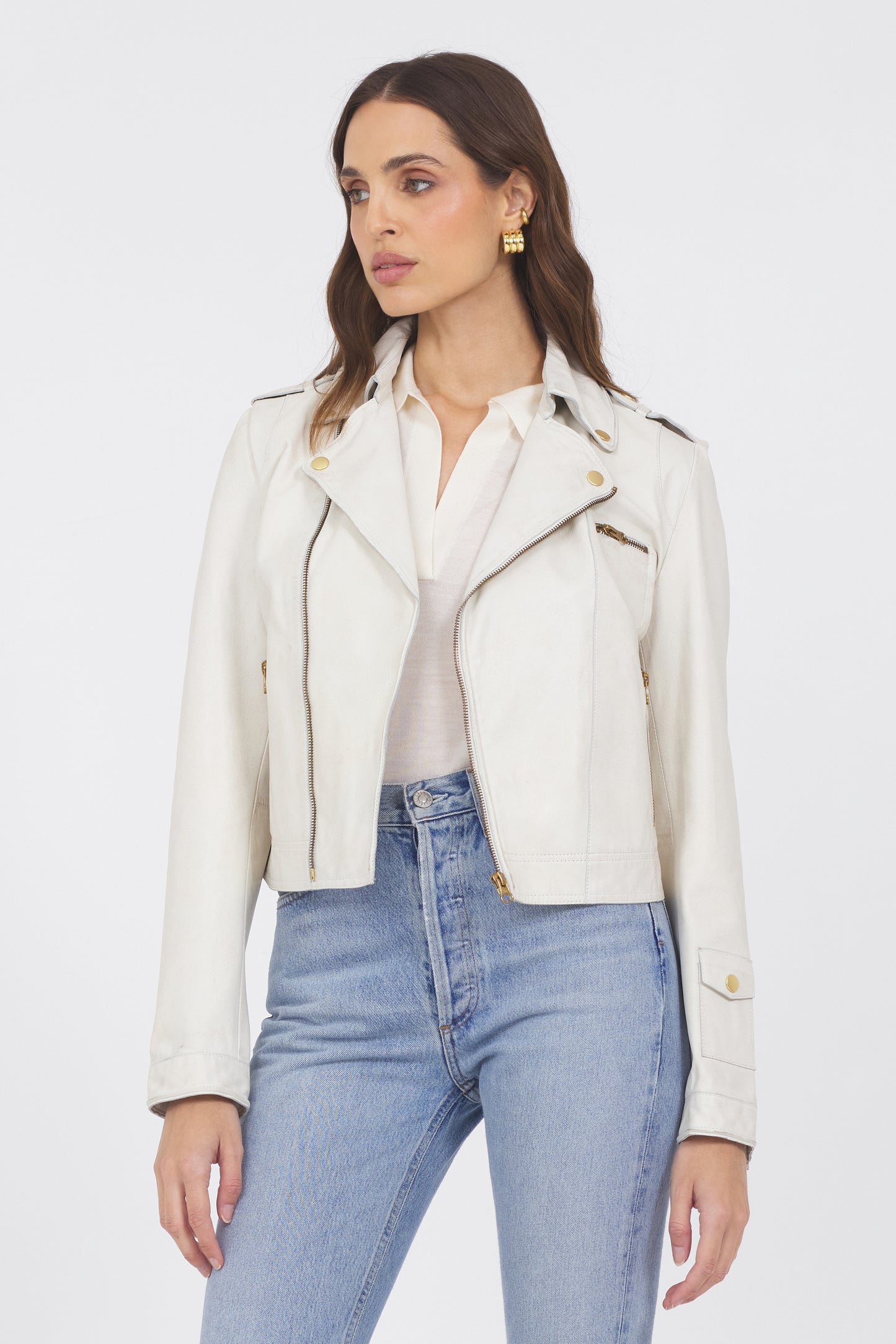 Josey Vintage Leather Jacket Coconut