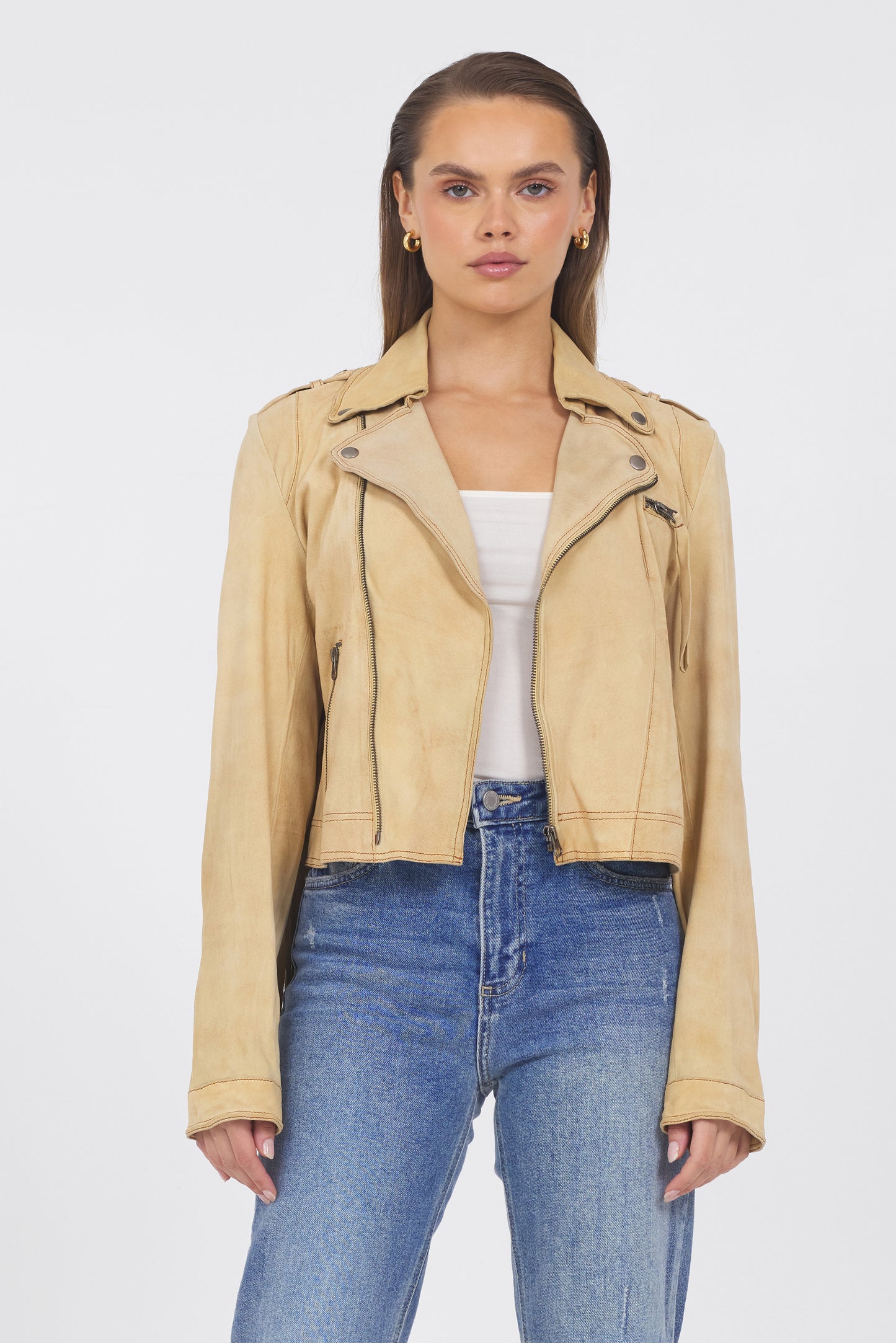 Tina Waxed Suede Jacket Chamois