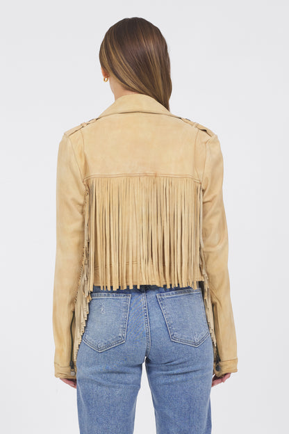 Tina Waxed Suede Jacket Chamois