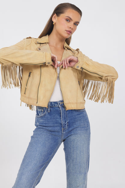 Tina Waxed Suede Jacket Chamois