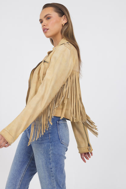 Tina Waxed Suede Jacket Chamois