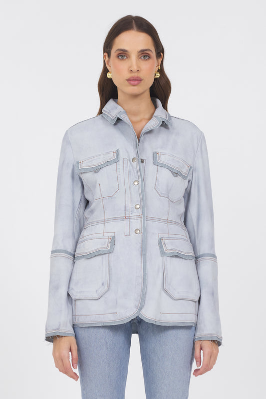 Meryl Waxed Suede Jacket Cloud