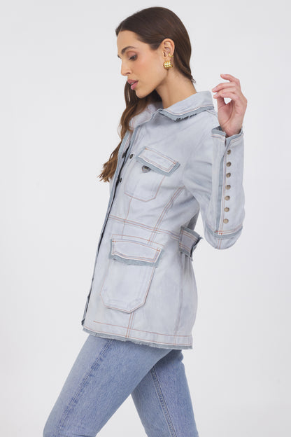 Meryl Waxed Suede Jacket Cloud