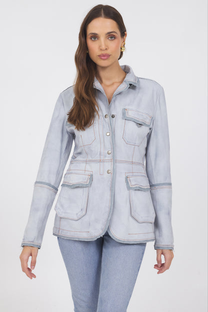 Meryl Waxed Suede Jacket Cloud