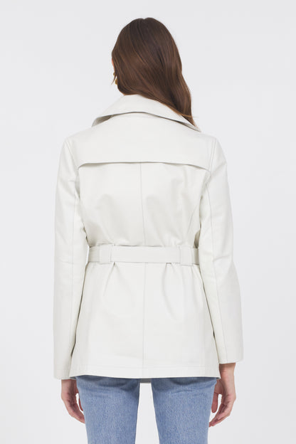 Freya Washed Leather Jacket White