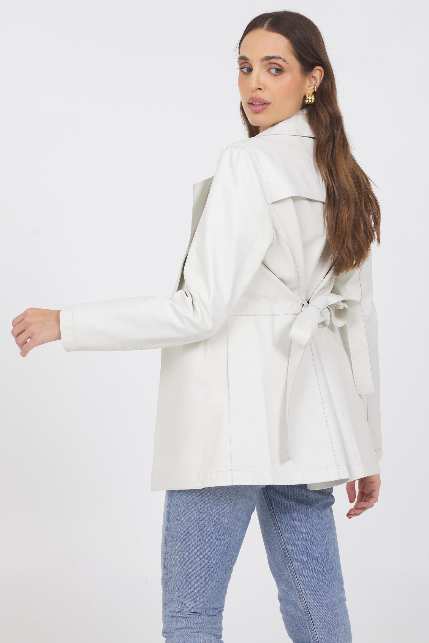 Freya Washed Leather Jacket White