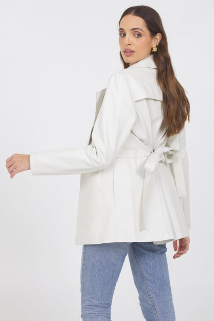 Freya Washed Leather Jacket White