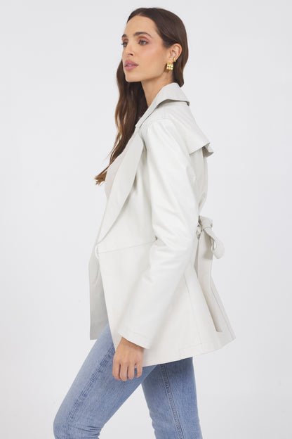 Freya Washed Leather Jacket White