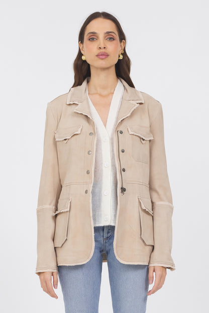 Meryl Waxed Suede Jacket Driftwood