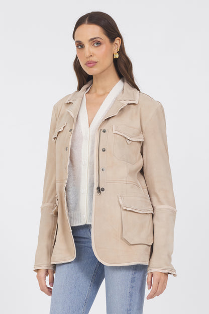 Meryl Waxed Suede Jacket Driftwood