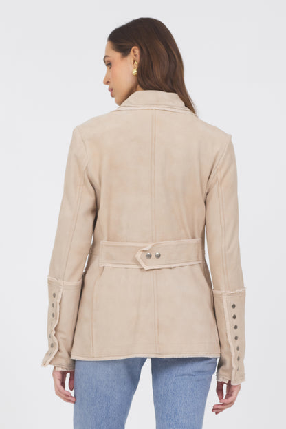 Meryl Waxed Suede Jacket Driftwood