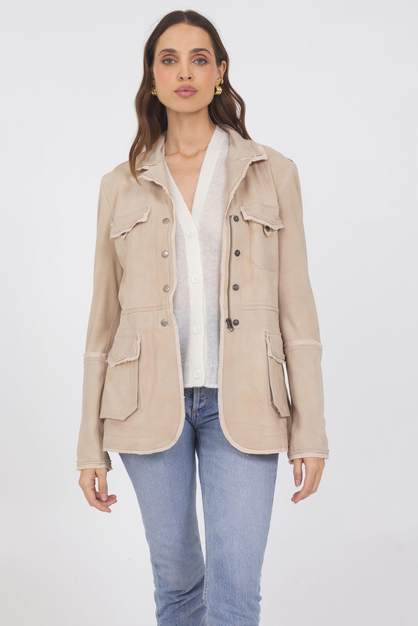 Meryl Waxed Suede Jacket Driftwood