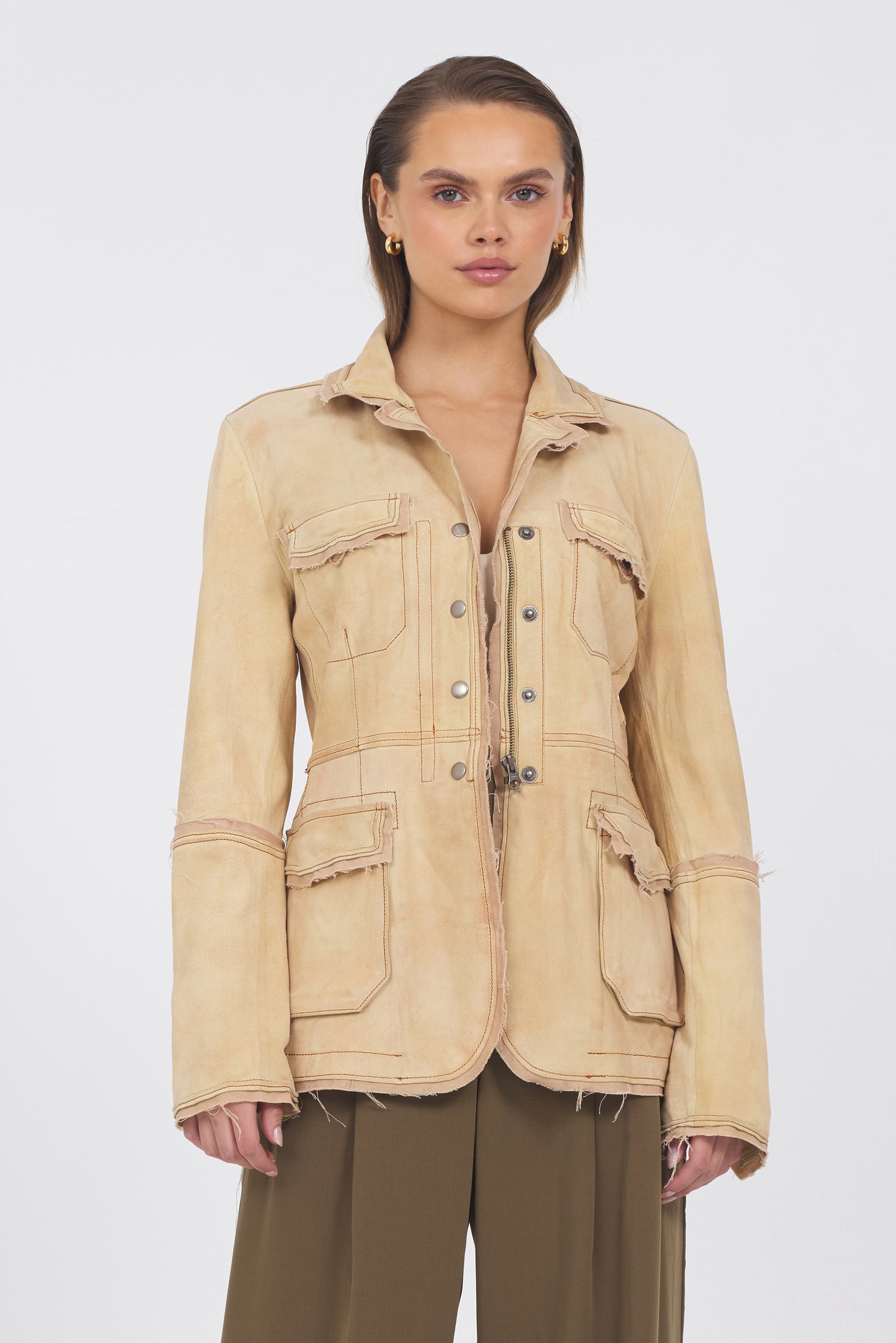 Meryl Waxed Suede Jacket Chamois