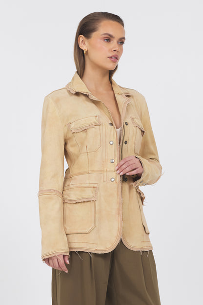 Meryl Waxed Suede Jacket Chamois