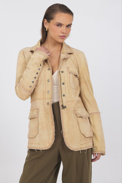 Meryl Waxed Suede Jacket Chamois