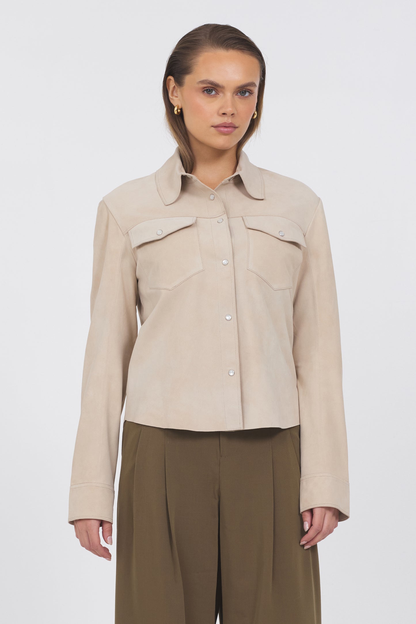 Rowan Washed Suede Jacket Beechwood