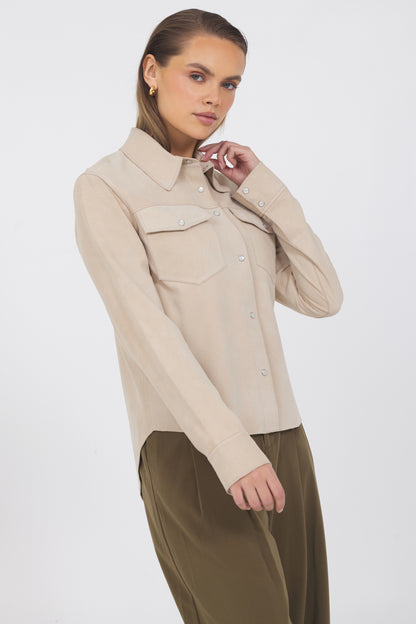 Rowan Washed Suede Jacket Beechwood