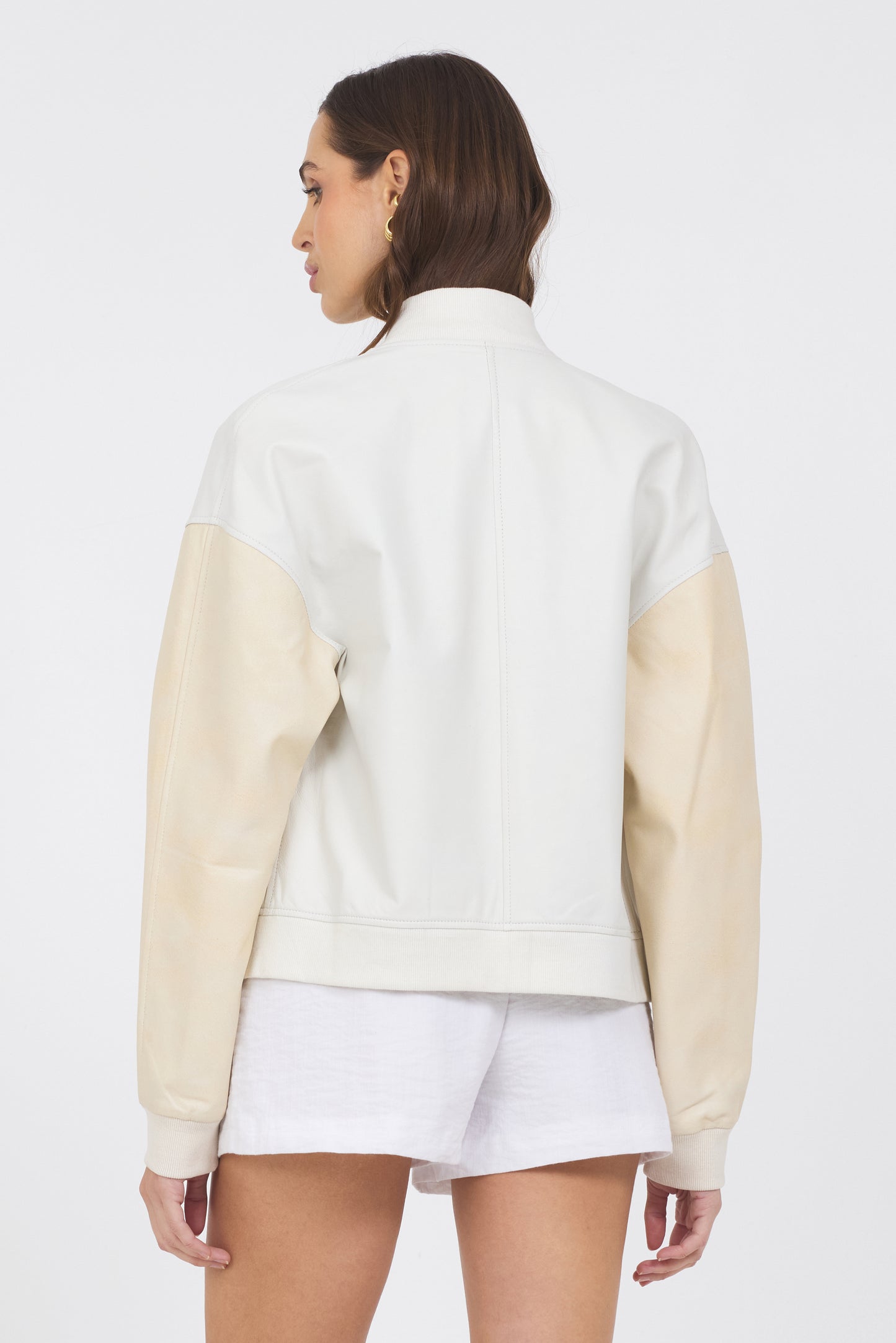 Mae Washed Leather Jacket White/Cream