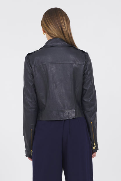 Josey Vintage Leather Jacket Midnight