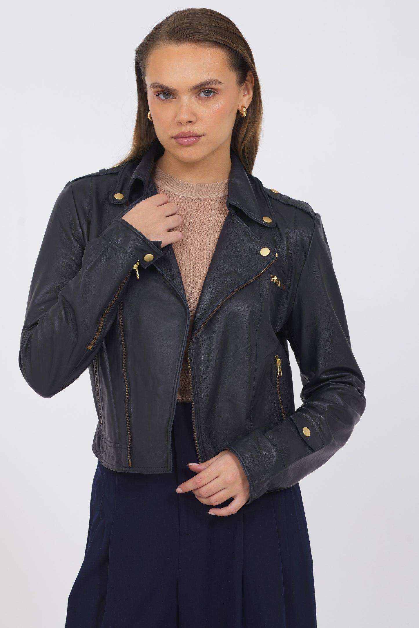 Josey Vintage Leather Jacket Midnight