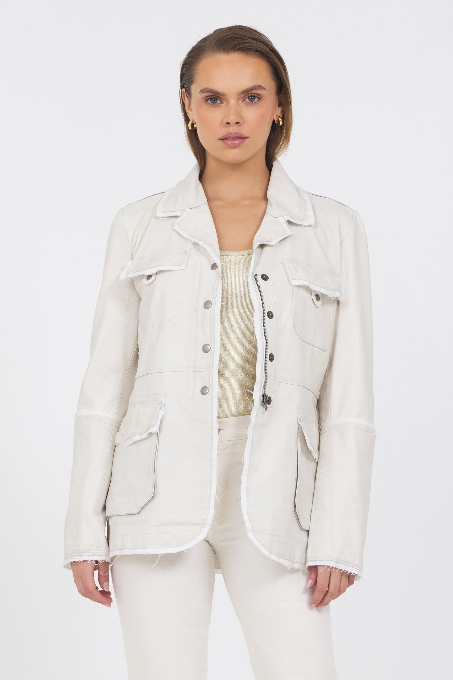 Meryl Vintage Leather Jacket Coconut