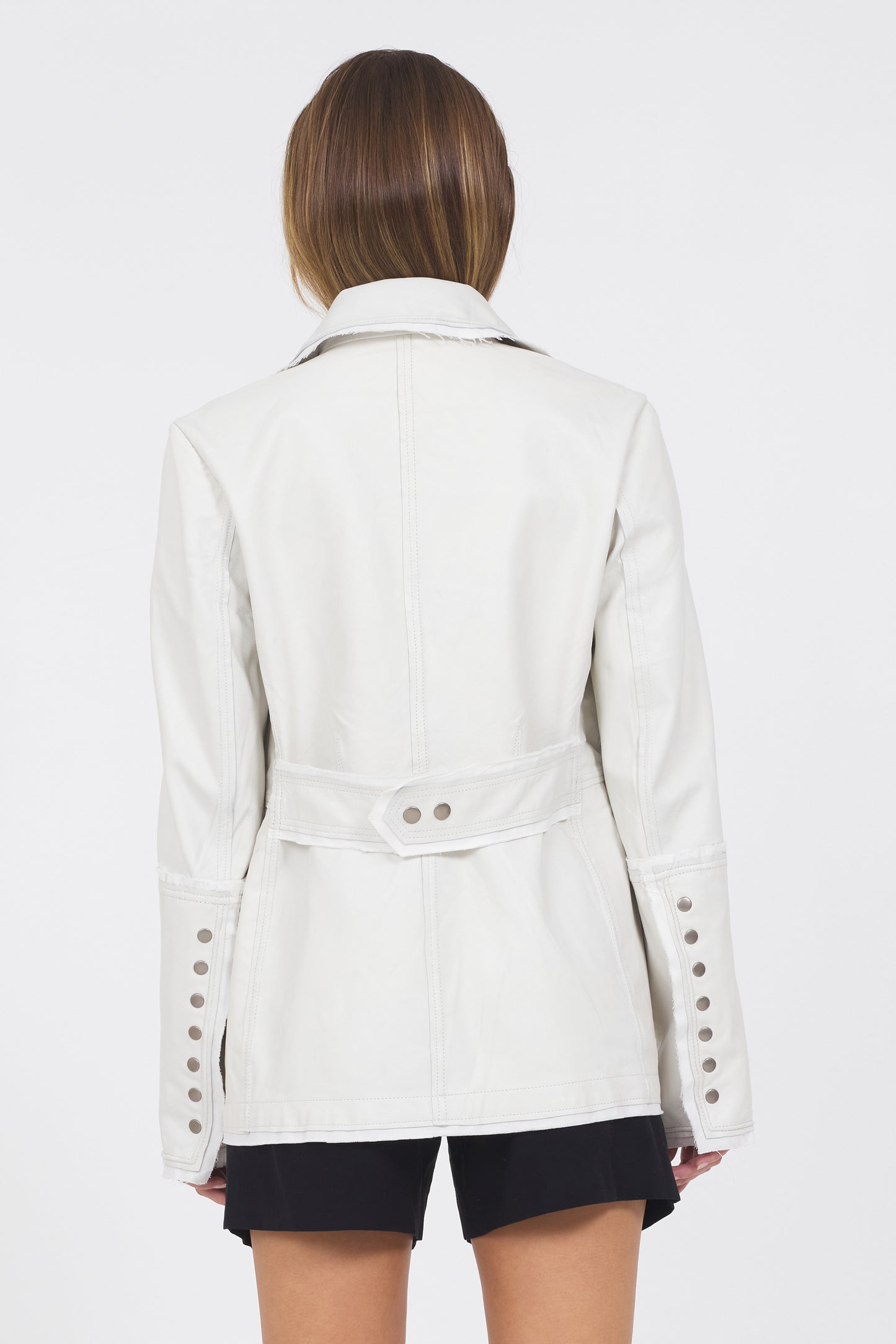 Meryl Washed Leather Jacket White