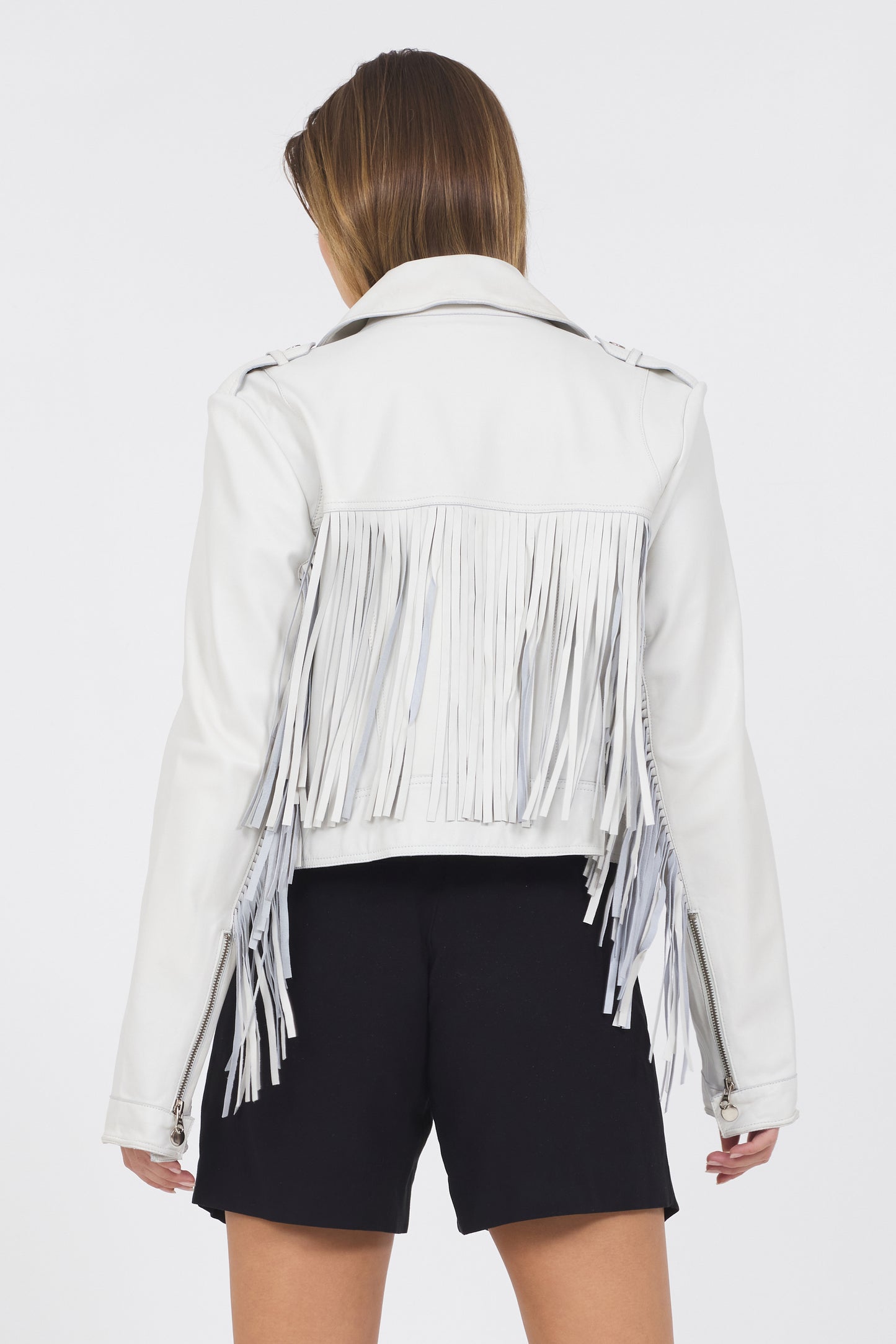 Tina Washed Leather Jacket White