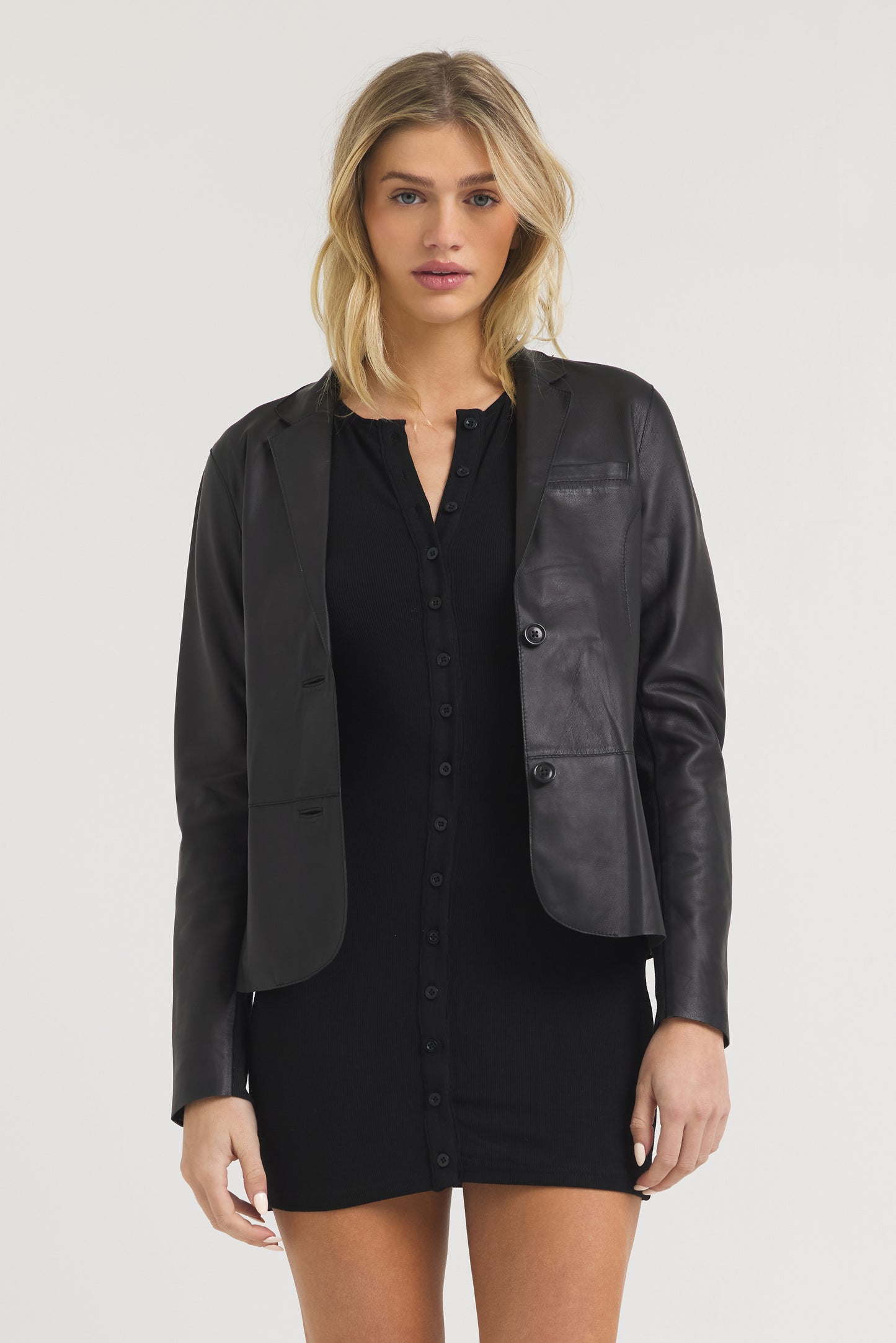 Allison Burnished Leather Jacket Black