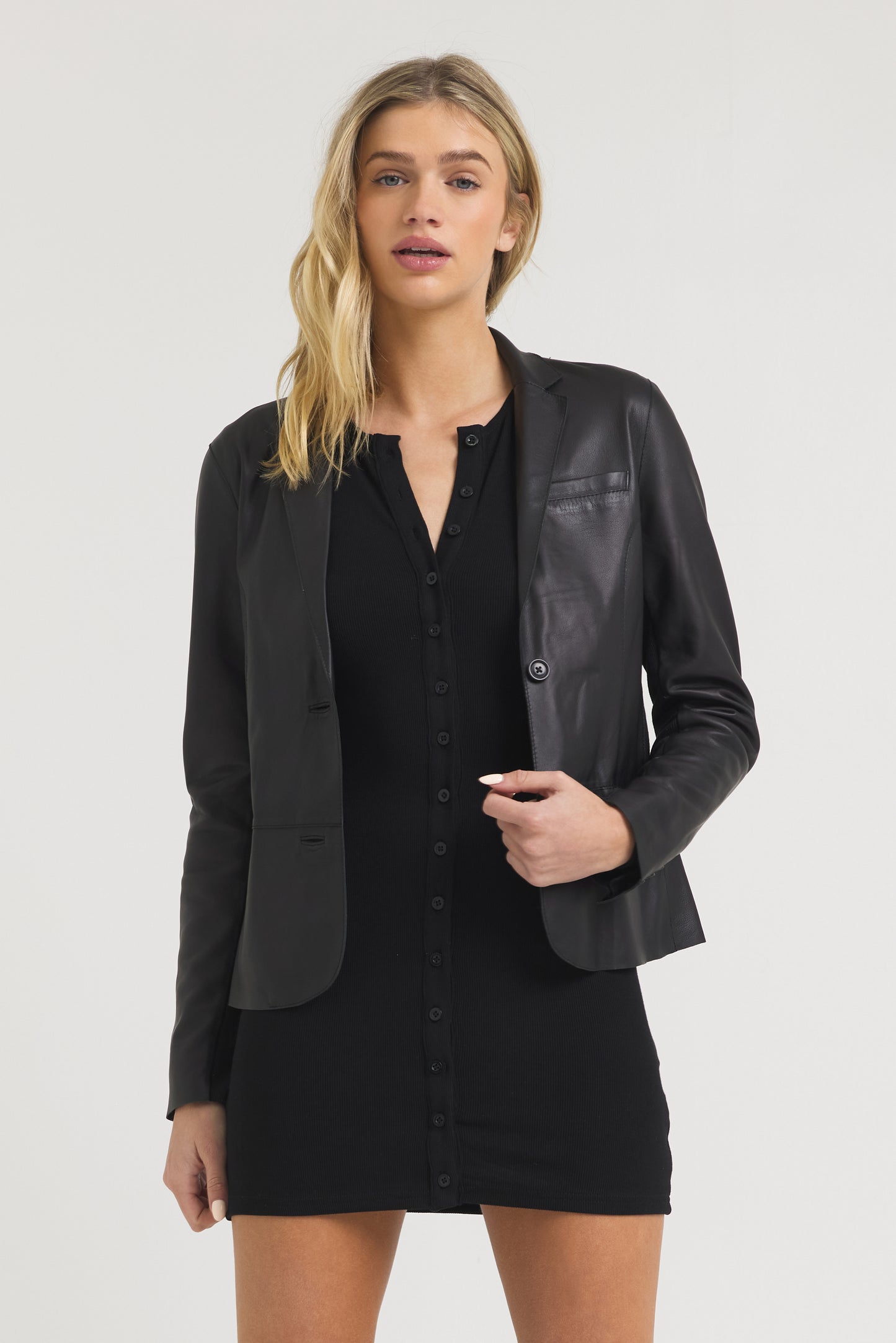 Allison Burnished Leather Jacket Black