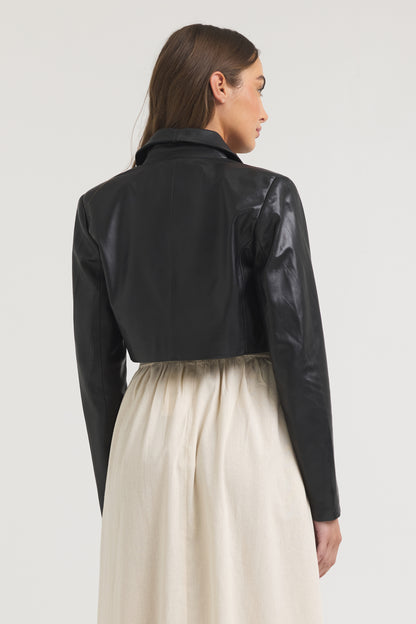 Charlie Burnished Leather Jacket Black