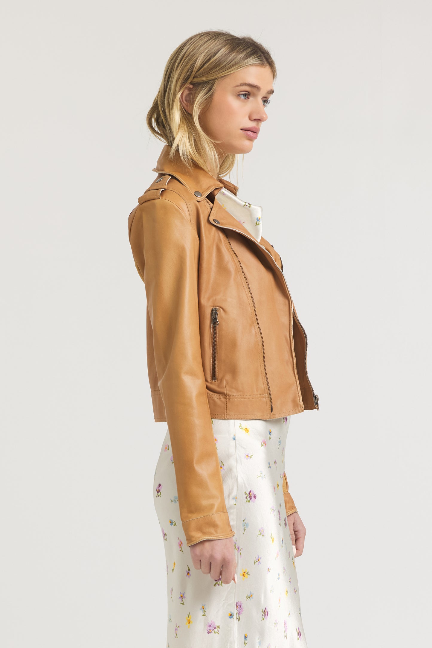 Piper Patina Leather Jacket Au Lait