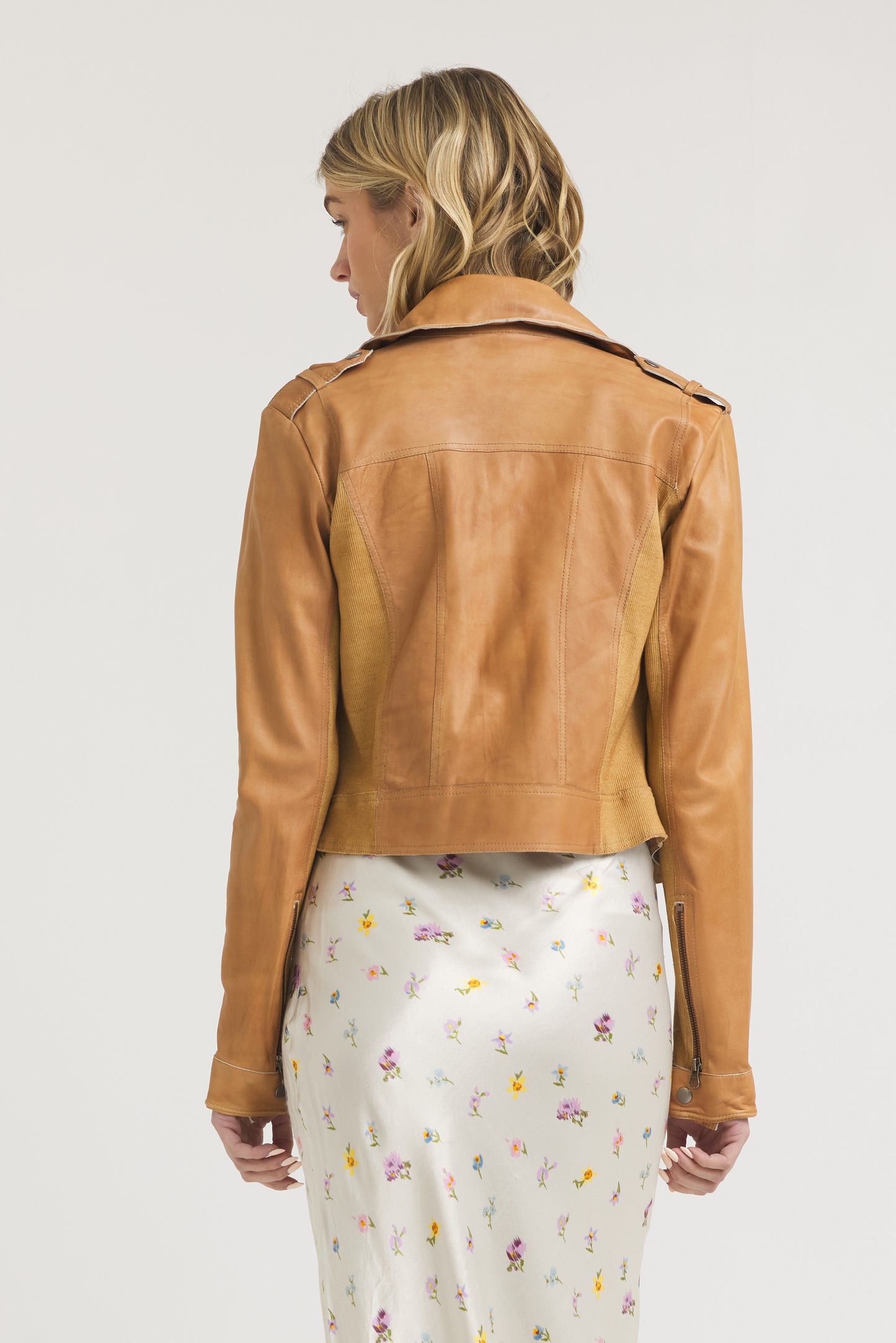 Piper Patina Leather Jacket Au Lait