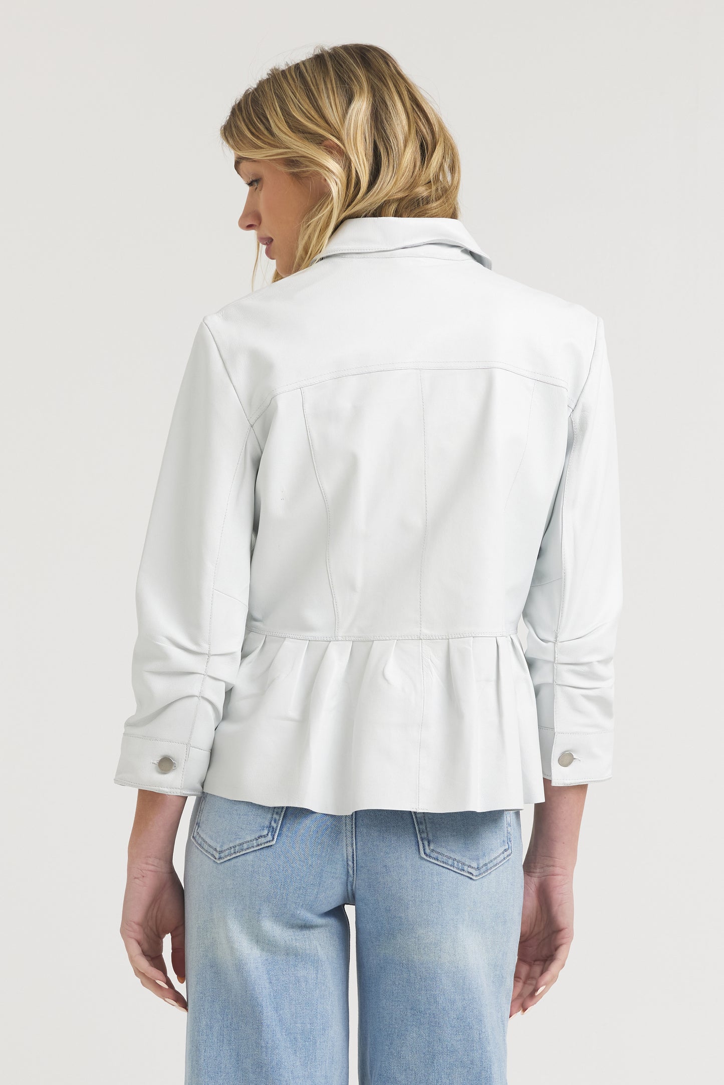 Brie Burnished Leather Jacket White