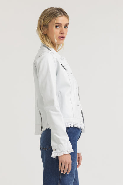 Alexa Burnished Leather Jacket White