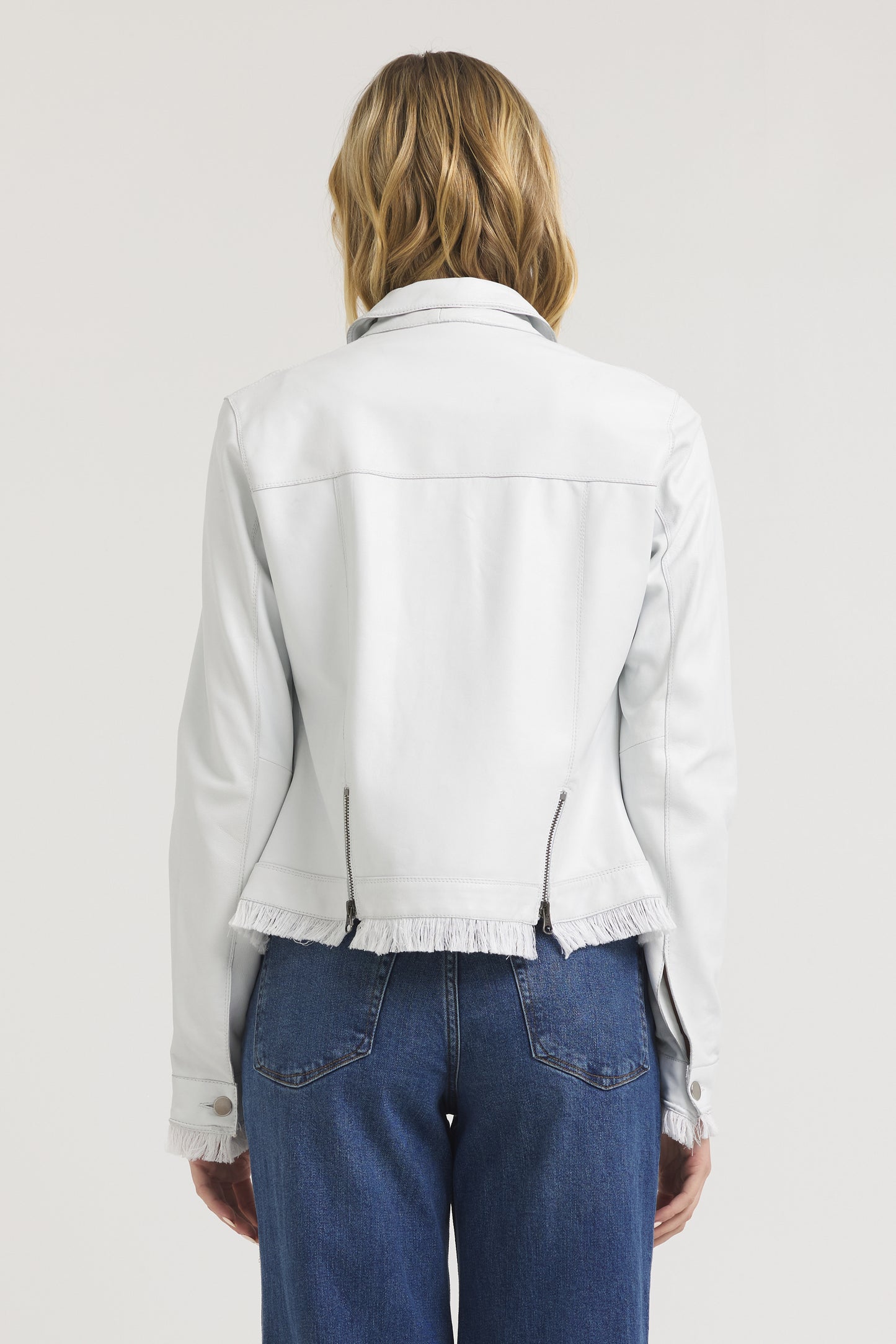 Alexa Burnished Leather Jacket White