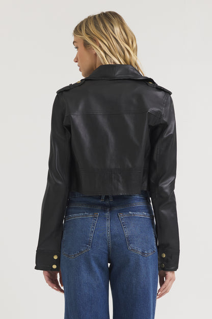 Erin Burnished Leather Jacket Black/Gold