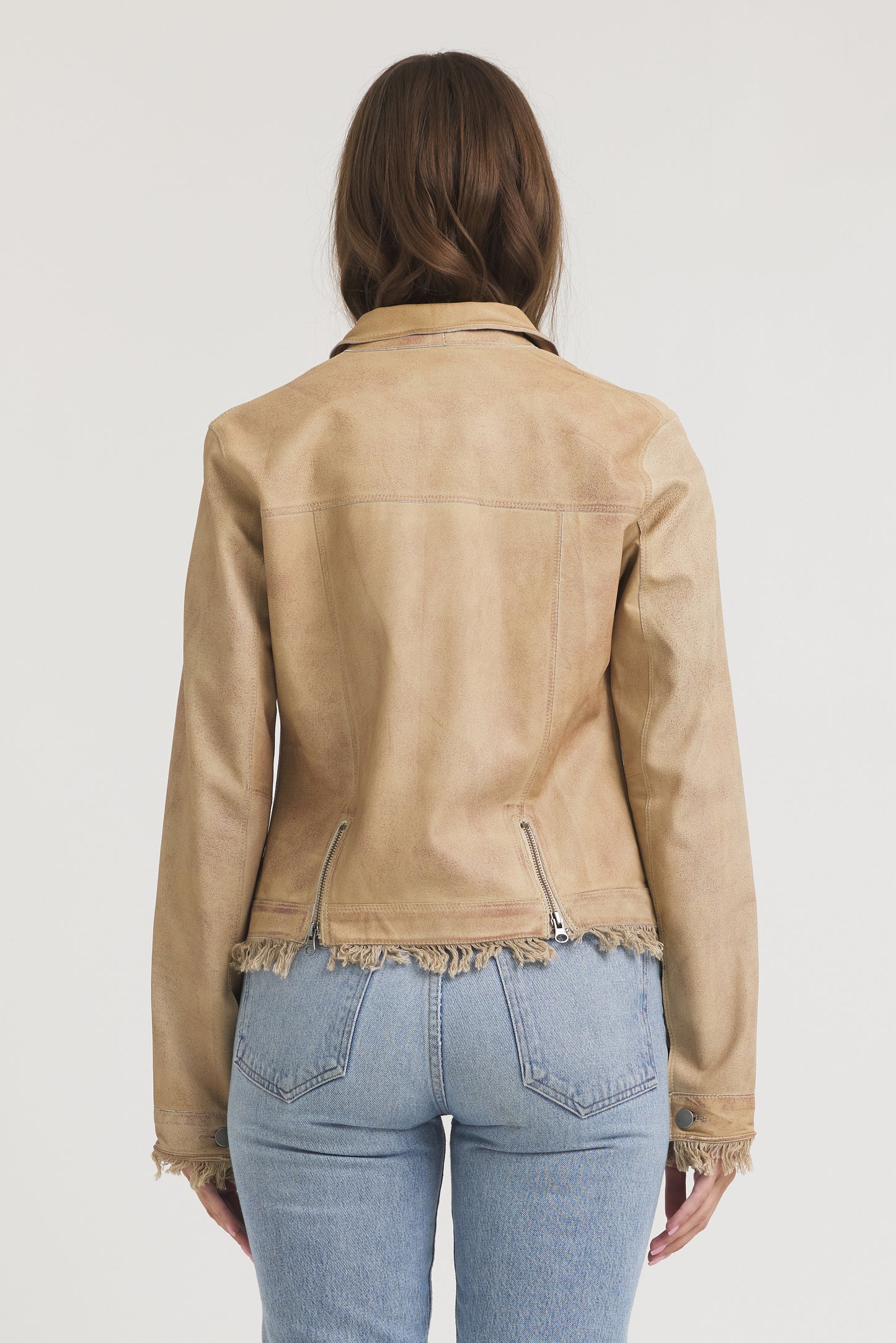 Alexa Patina Leather Jacket Sand