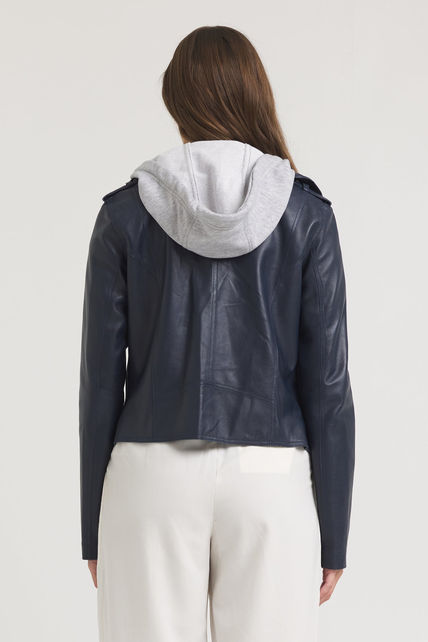 Molly Burnished Leather Jacket Indigo