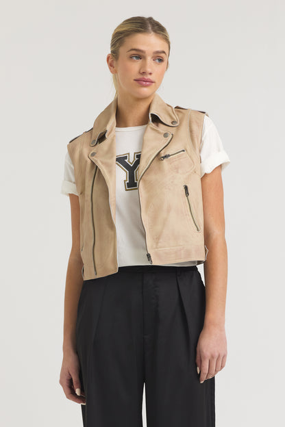 Jilli Patina Leather Vest Sand