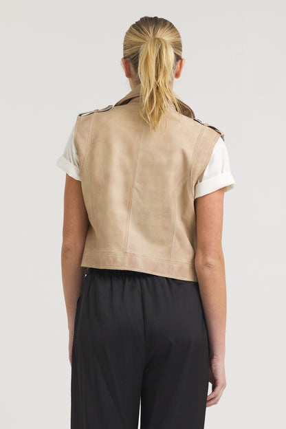 Jilli Patina Leather Vest Sand