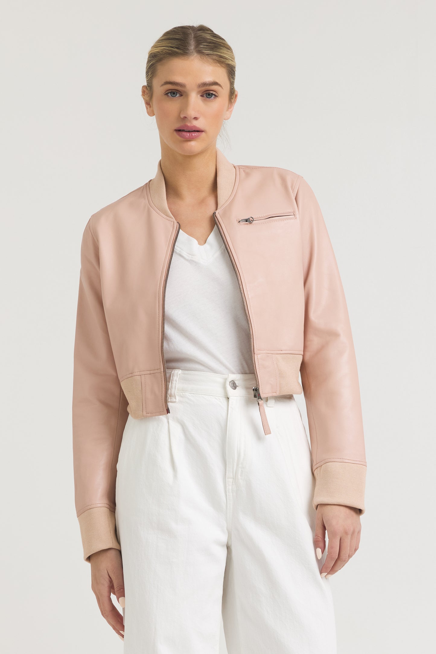 Collins Burnished Leather Jacket Petal