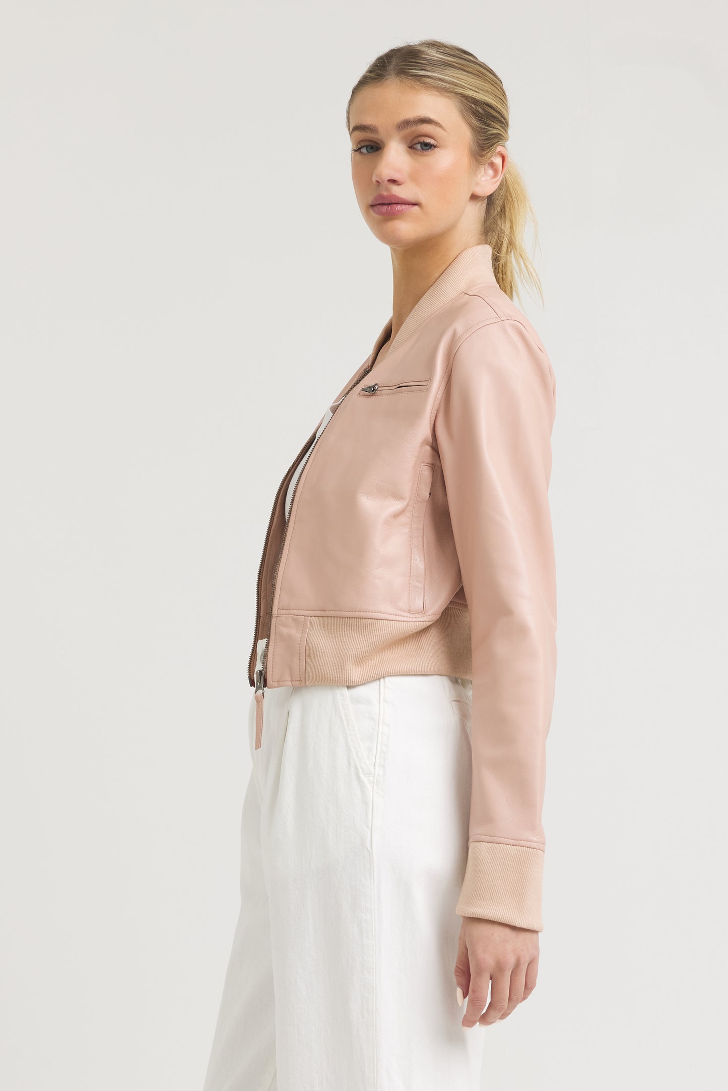 Collins Burnished Leather Jacket Petal