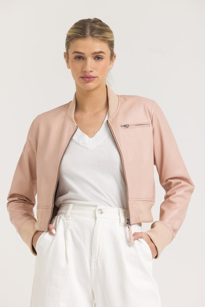 Collins Burnished Leather Jacket Petal